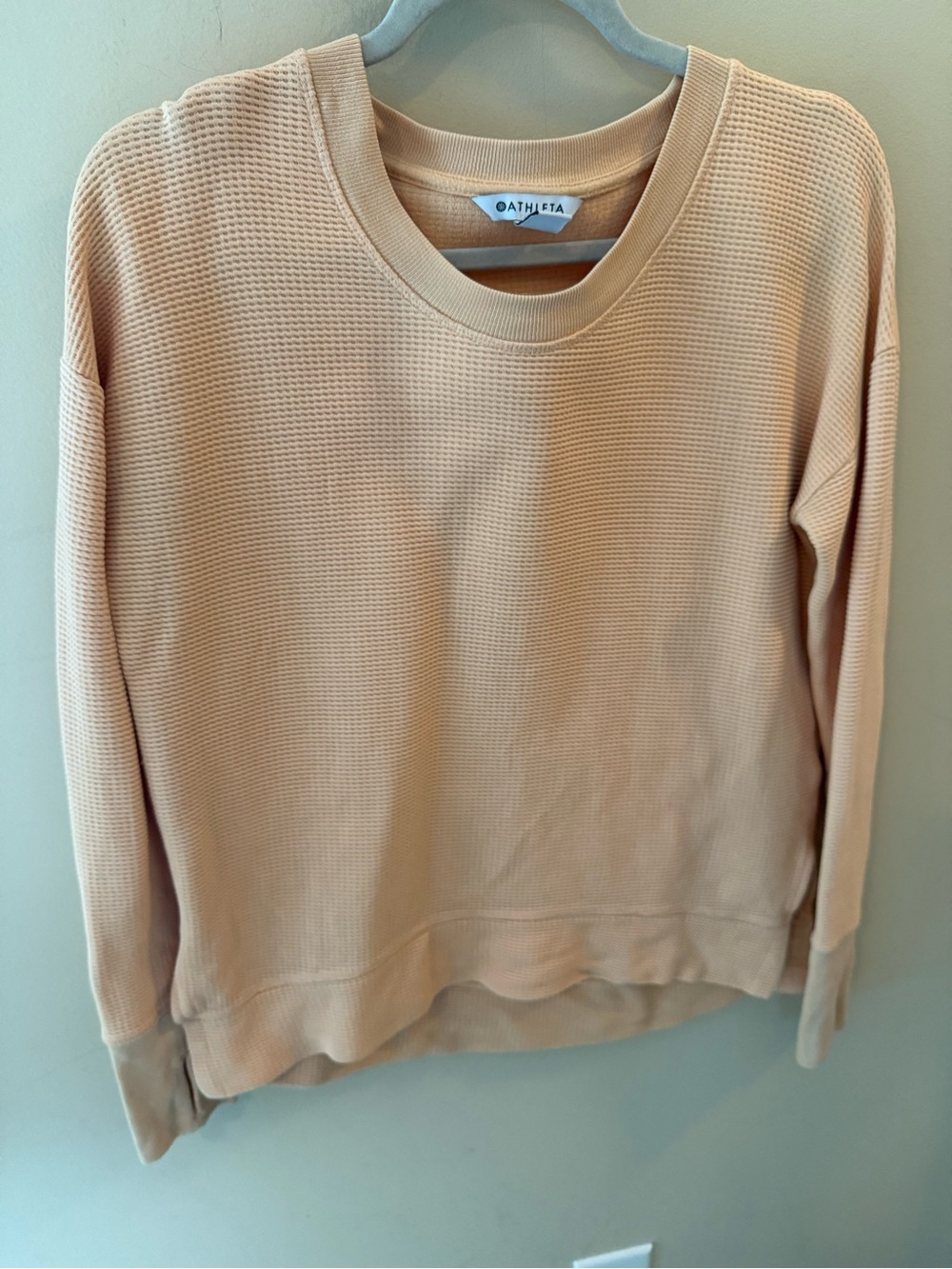 Athleta waffle pullover creamsicle orange muted size Small